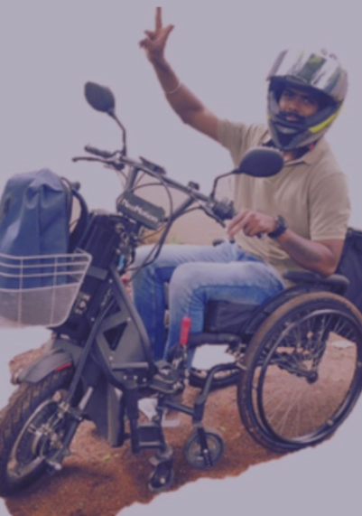 Man using a motorized wheelchair