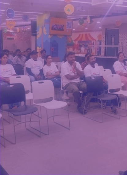 Company employees attending a session